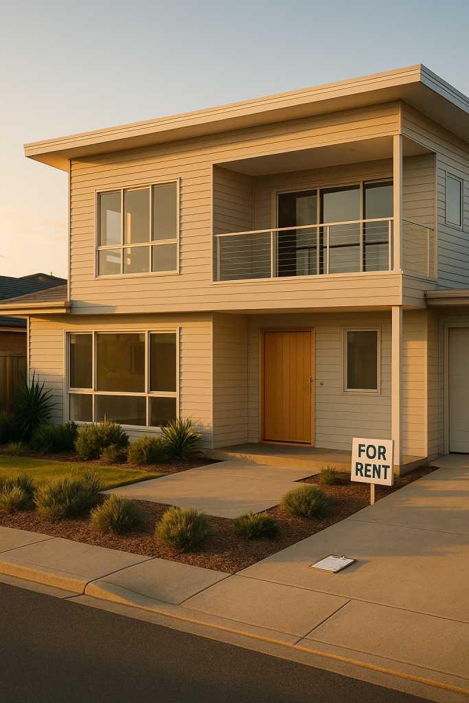 Modern Australian holiday home with ‘For Rent’ sign — illustrating ATO rules for claiming tax deductions in 2025. holiday home tax deductions ATO holiday home rules 2025 rental property tax Australia Airbnb tax deductions Australia holiday home expenses claim ATO audit holiday homes property investment tax tips rental income tax deductions Australian tax return 2025 Tax NextGen